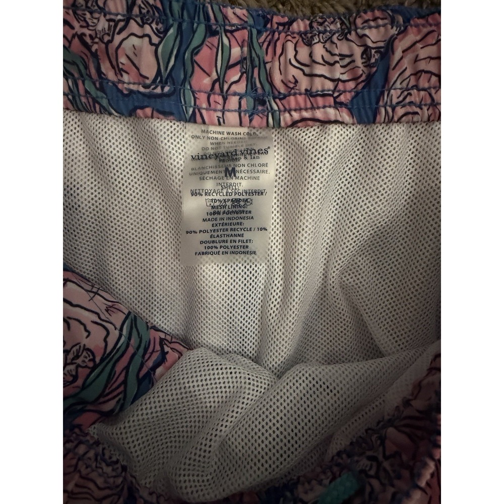 vineyard vines men's swim shorts size M blue pink Clamspockets drawstring Preppy - Picture 3 of 3